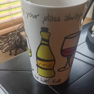 Mud Pie Vino Ceramic Mug with Yellow and Red Design